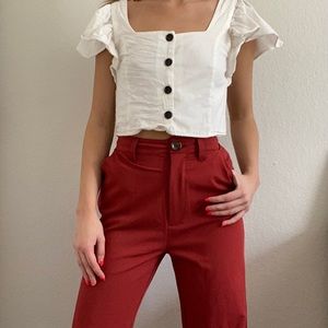 Zara white shirt-sleeved button down